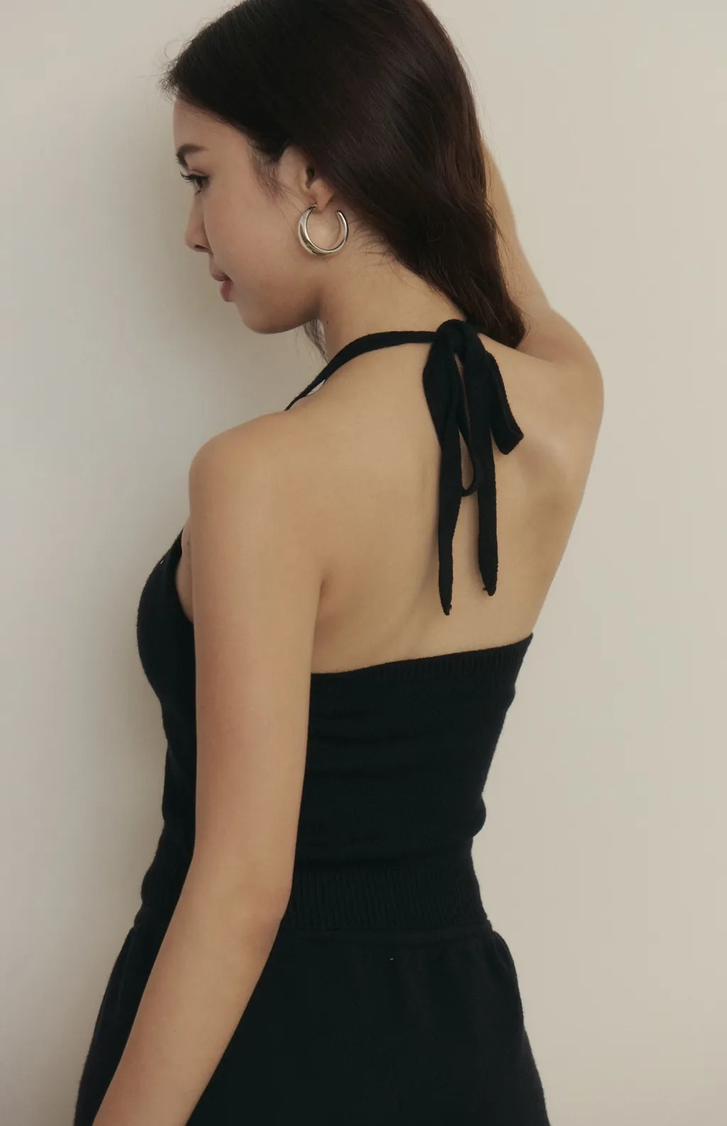 Knit Halter Tie-Strap Bra Top<br/>針織繞脖綁帶Bra Top