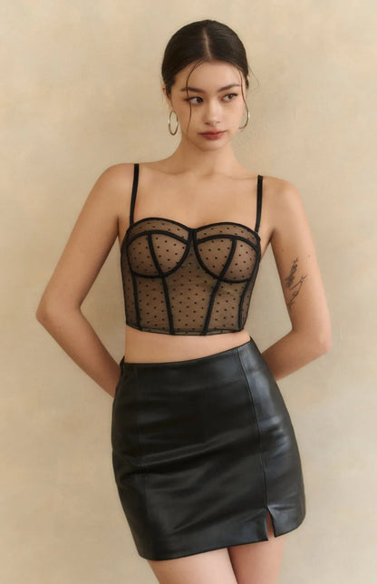 Polka-Dot Mesh Corset<br/>法式微醺波點馬甲內衣