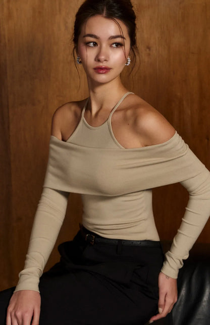 Modal Drop-Shoulder Layered Bra Top<br/>莫代爾落肩假兩件Bra Top