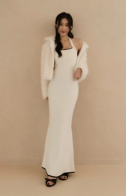 (現貨) Contrast Scalloped Halter Knit Bra Dress<br/>針織撞色花邊繞頸Bra Dress -【XS-M】