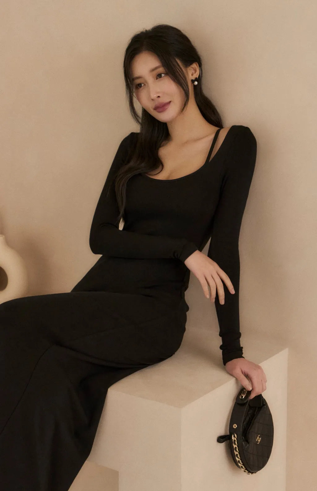 (最後現貨) Tencel Square Neck Layered Slimming Bra Dress<br/>天絲方領假兩件修身Bra Dress -【XS-M】