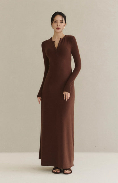 Modal Round-Neck Button A-Line Bra Dress<br/>莫代爾圓領排釦傘擺Bra Dress