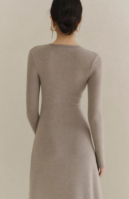 Modal Round-Neck Button A-Line Bra Dress<br/>莫代爾圓領排釦傘擺Bra Dress