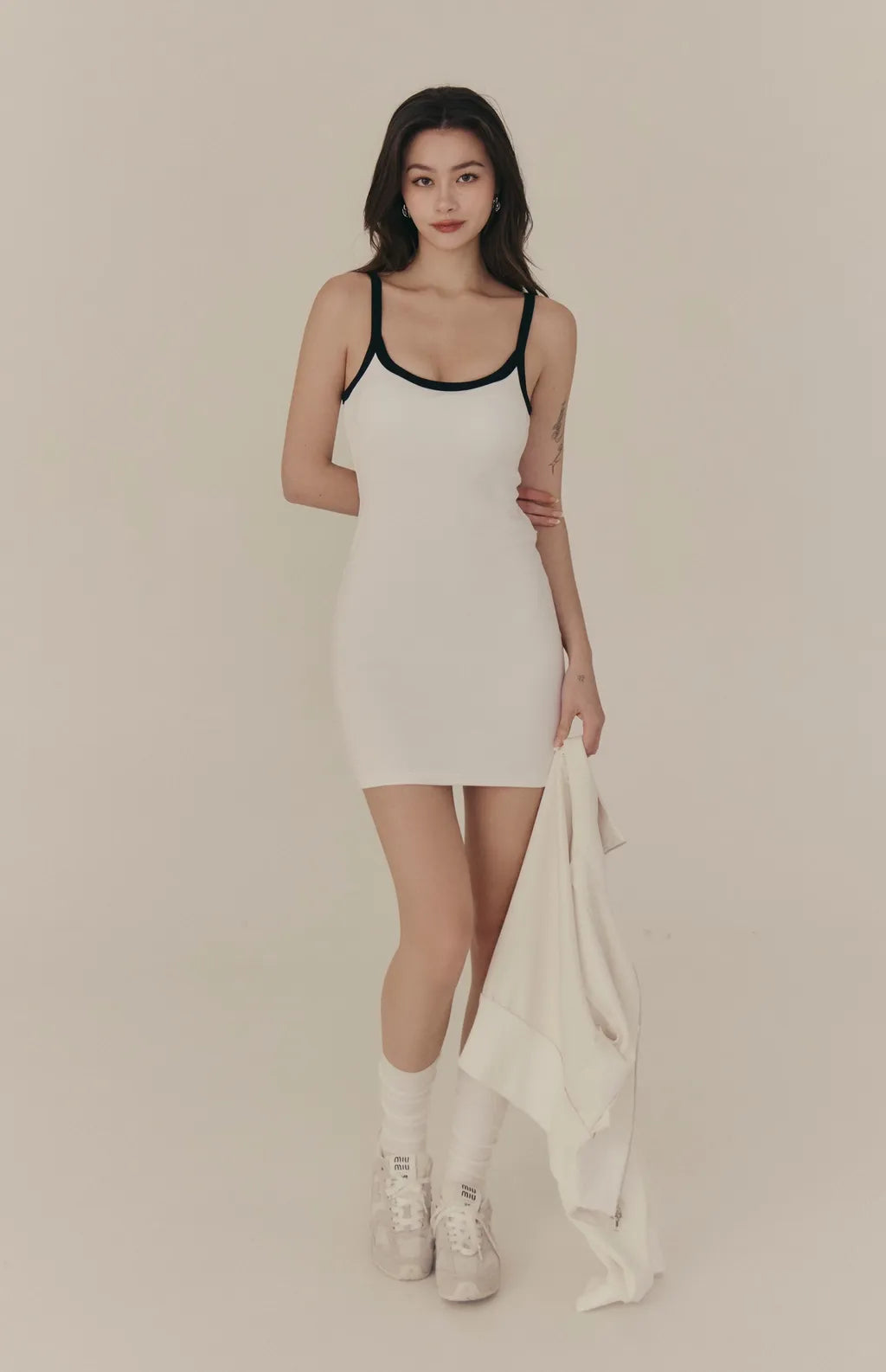 Ribbed U-Neck Bodycon Bra Dress<br/>細肩U領羅紋包臀Bra Dress