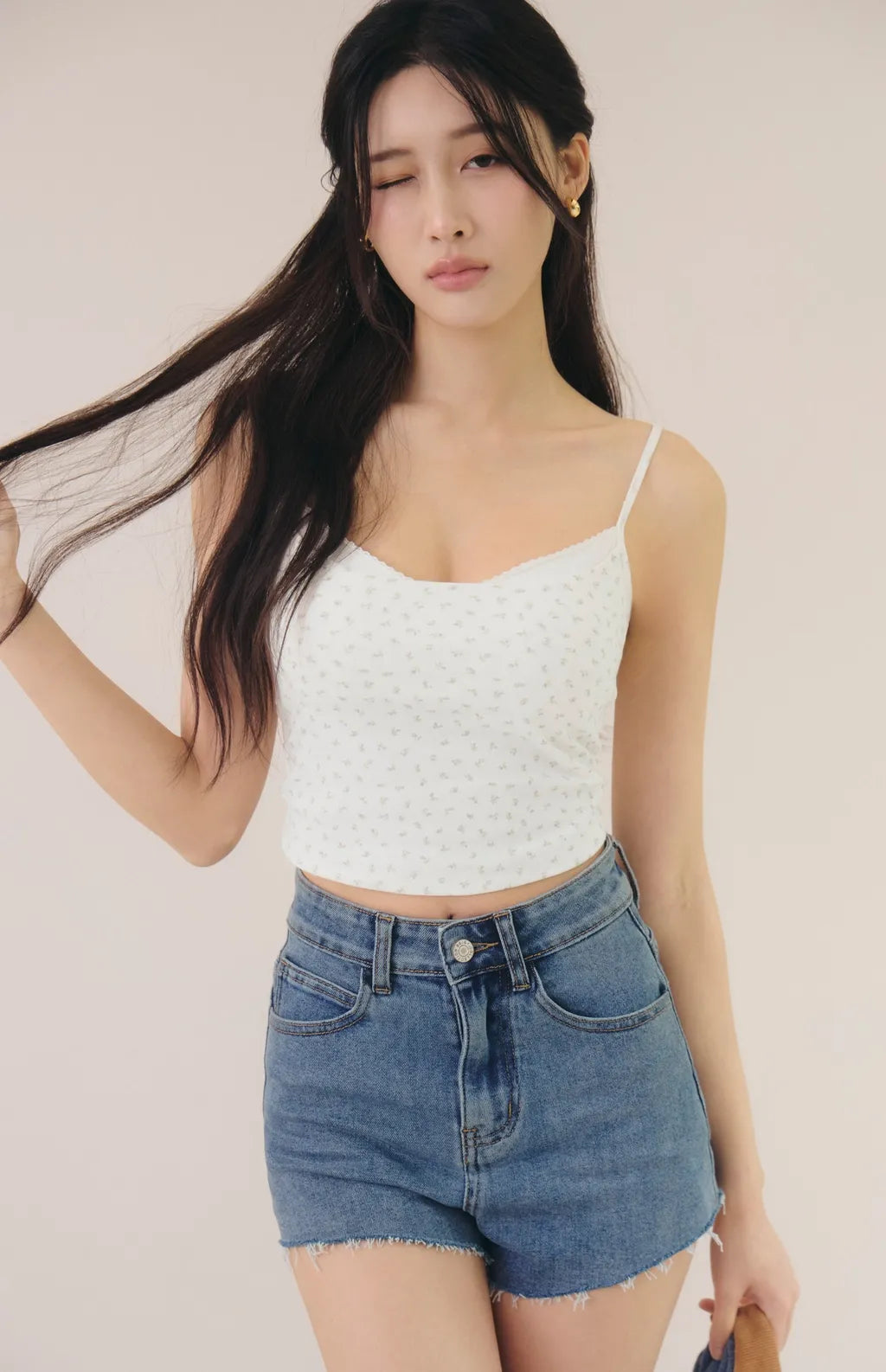 French Ditsy Floral Faux-Layer Bra Top<br/>法式碎花假兩件Bra Top
