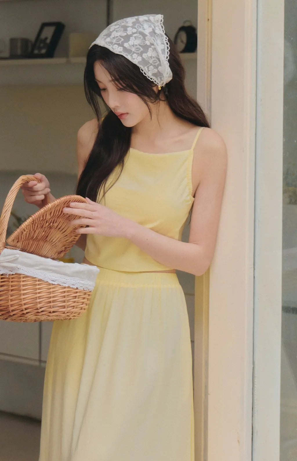 French Off-Shoulder Ruched Bra Top<br/>法式削肩抽皺Bra Top