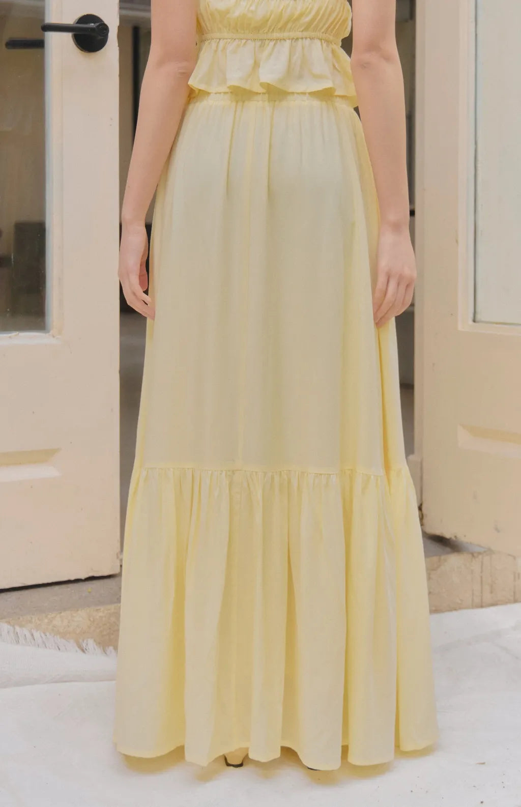 French Tiered Ruffle Flowy Maxi Skirt<br/>法式荷葉飄逸感長裙