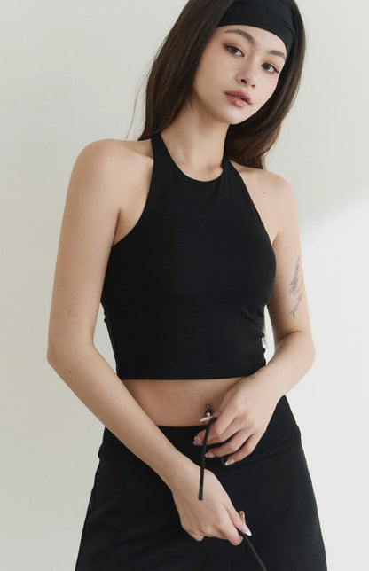 High-Neck Padded Tank<br/>涼感高領削肩Bra Top