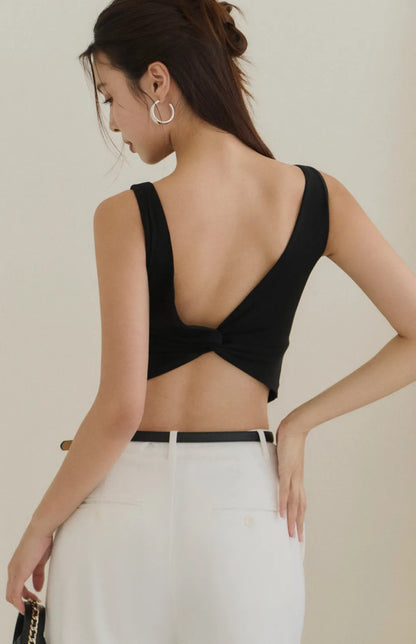 Boat Neck Twist Back Bra Top<br/>柔感船領扭結美背Bra Top