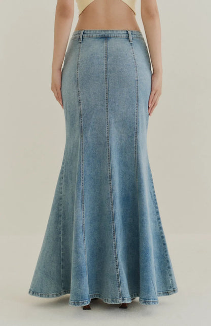 Denim Mermaid Maxi Skirt<br/>牛仔魚尾長裙