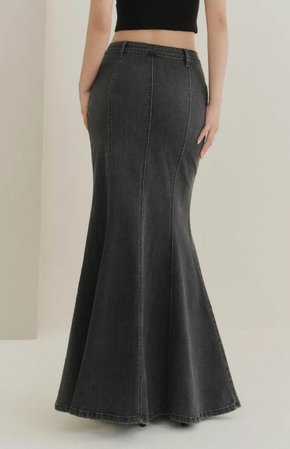 Denim Mermaid Maxi Skirt<br/>牛仔魚尾長裙