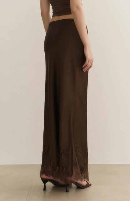Satin Lace Trim Mermaid Maxi Skirt<br/>緞面蕾絲鑲邊魚尾裙