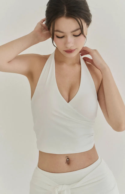 Halter Cross Front Ruched Bra Top<br/>美胸交叉V領抓皺Bra Top