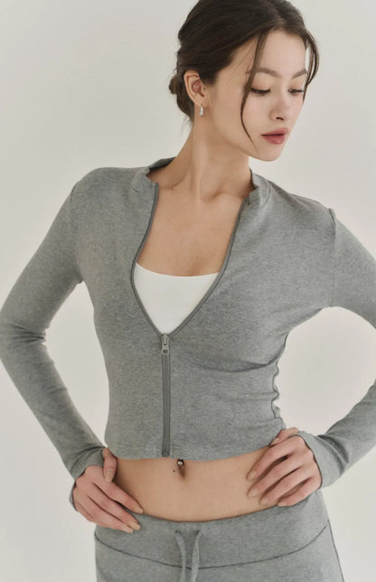 Modal Stand Collar Zip Crop Jacket<br/>莫代爾親柔感立領外套