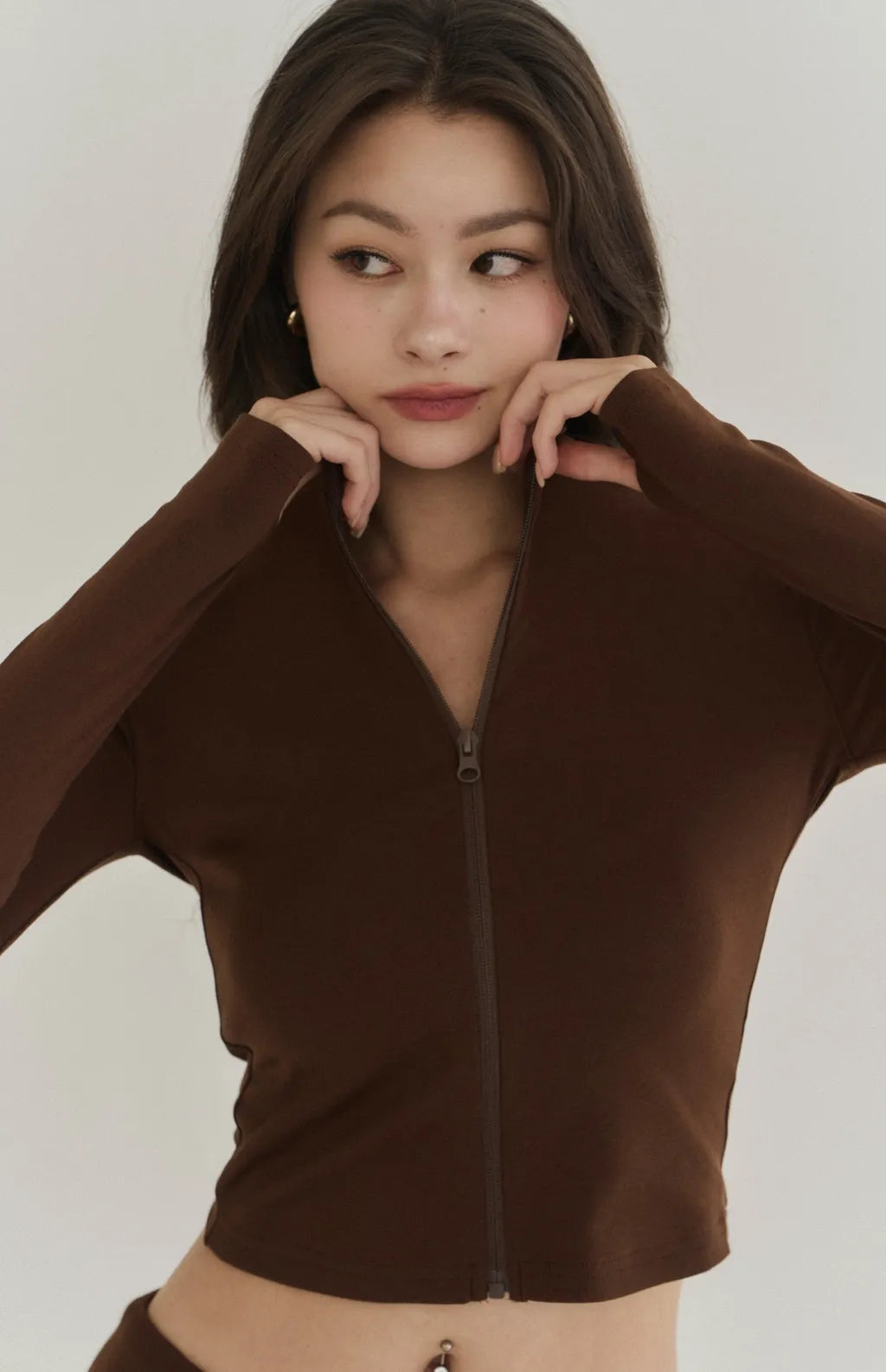 Modal Stand Collar Zip Crop Jacket<br/>莫代爾親柔感立領外套