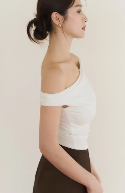 Lyocell Draped Boatneck Bra Top<br/>船型垂領萊塞爾Bra Top