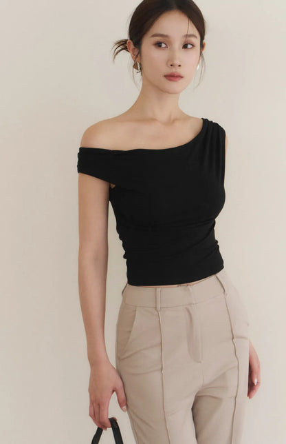 Lyocell Draped Boatneck Bra Top<br/>船型垂領萊塞爾Bra Top