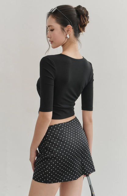 Half-Sleeve V-Neck Bra Top<br/>五分袖美胸V領Bra Top