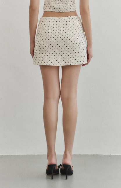 Polka-Dot Satin Mini Skort<br/>波點緞面短褲裙
