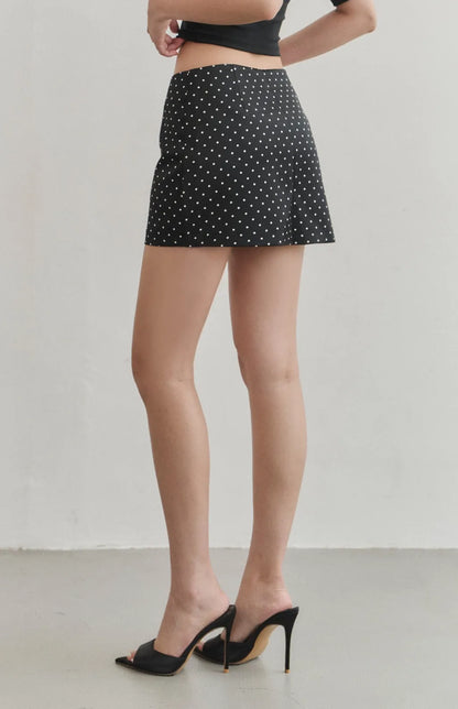 Polka-Dot Satin Mini Skort<br/>波點緞面短褲裙
