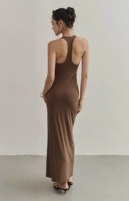 Modal Racerback Halter Maxi Bra Dress<br/>削肩工字美背莫代爾Bra Dress