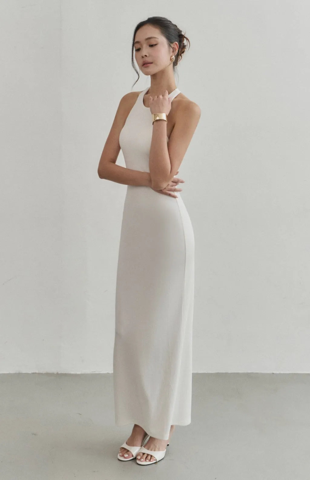 Modal Racerback Halter Maxi Bra Dress<br/>削肩工字美背莫代爾Bra Dress