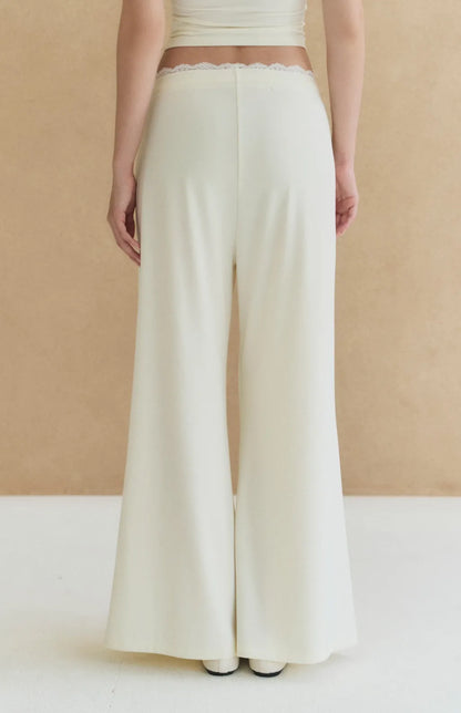 Lace-Trim Drawstring Wide-Leg Pants<br/>蕾絲滾邊抽繩寬褲