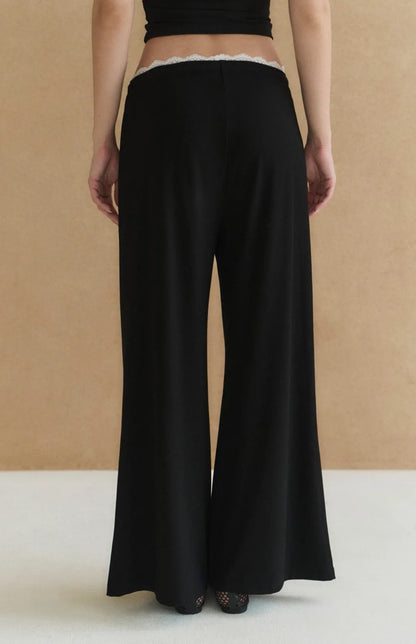 Lace-Trim Drawstring Wide-Leg Pants<br/>蕾絲滾邊抽繩寬褲