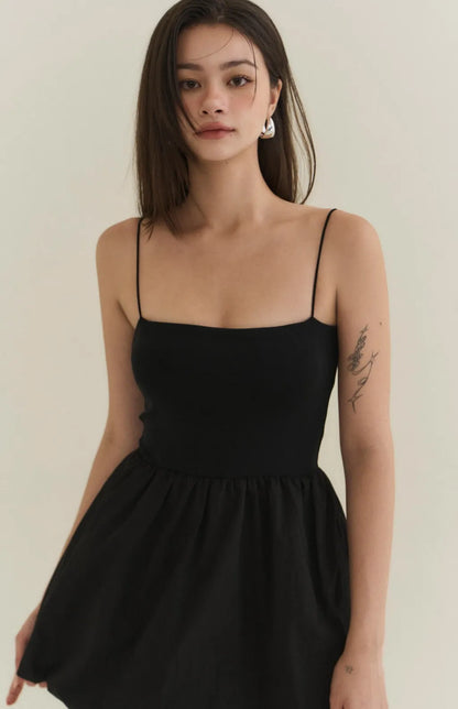 Bubble-Hem Mini Bra Dress<br/>美式平口細肩澎裙Bra Dress