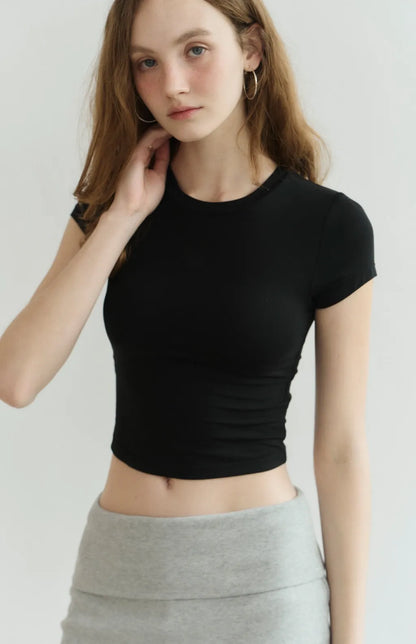 Barely-There Crew-Neck Bra Tee<br/>輕裸經典圓領短袖Bra Top