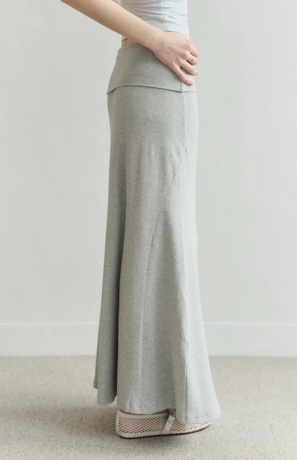 Fold-Over Ribbed Mermaid Maxi Skirt<br/>反折寬腰帶羅紋魚尾裙