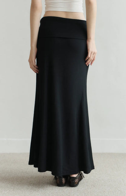Fold-Over Ribbed Mermaid Maxi Skirt<br/>反折寬腰帶羅紋魚尾裙