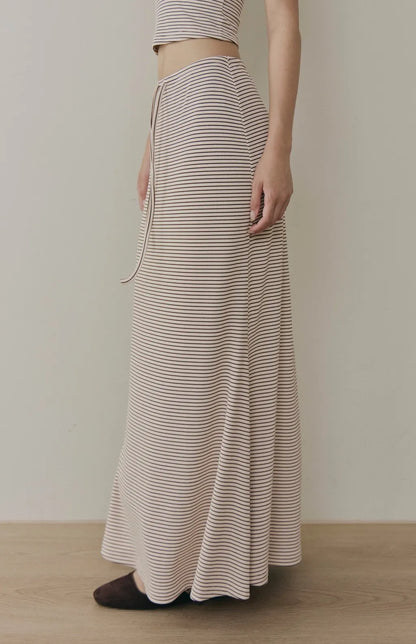 Striped Drawstring Mermaid Maxi Skirt<br/>條紋抽繩魚尾長裙