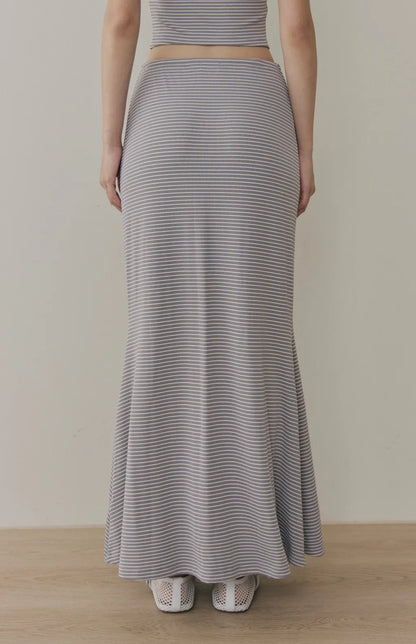 Striped Drawstring Mermaid Maxi Skirt<br/>條紋抽繩魚尾長裙