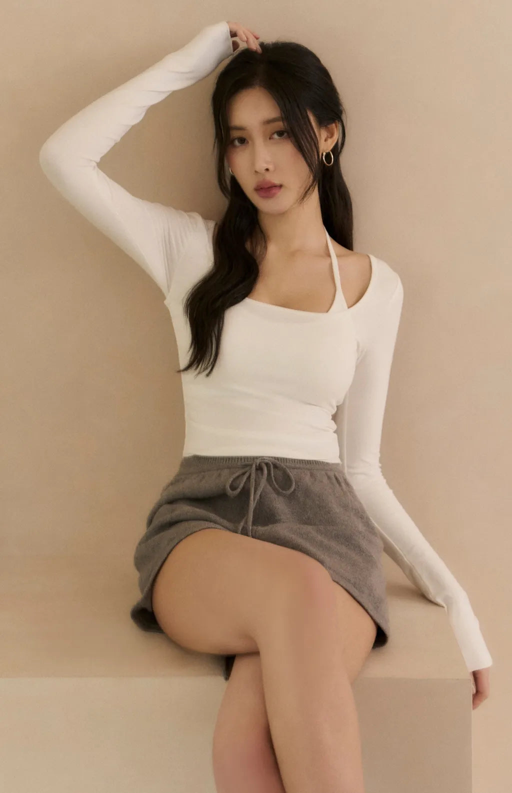 (現貨) Faux-Layer Halter Bra Top<br/>繞脖假兩件撞色Bra Top -【S-L】