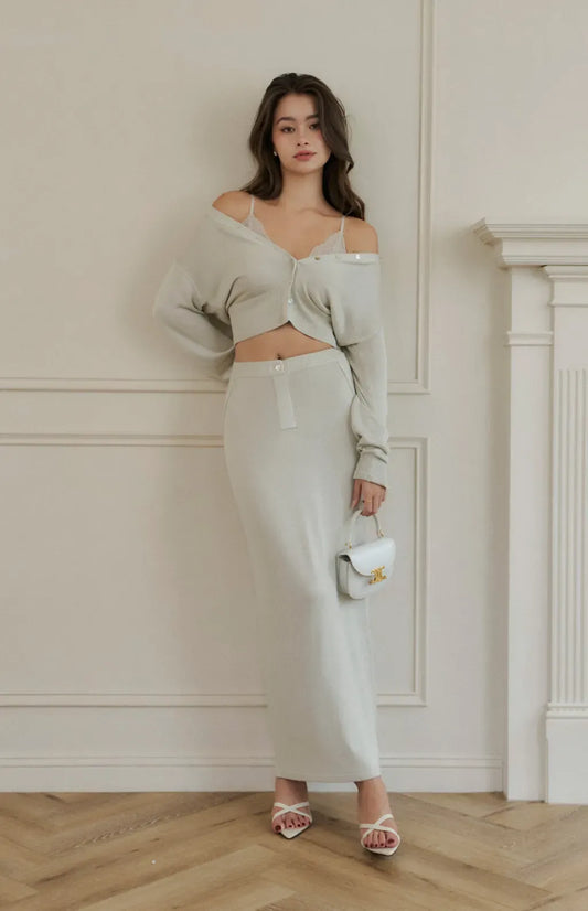 Mercerized Cotton Pencil Long Skirt <br/>絲光針織修身直筒長裙