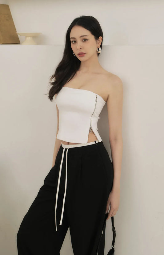 Side Zipper Strapless Bra Top<br/>側拉鏈造型平口Bra Top