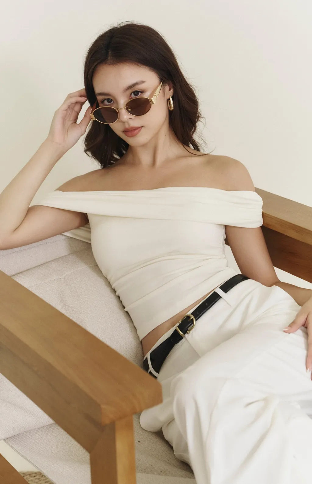 Modal Off-Shoulder Bra Top<br/>莫代爾一字領抓皺Bra Top By Beigy - Milu
