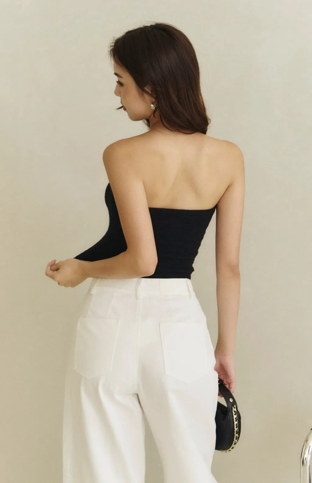 Front Button Strapless Bra Top<br/>質感織紋排釦平口Bra Top By Beigy - Milu