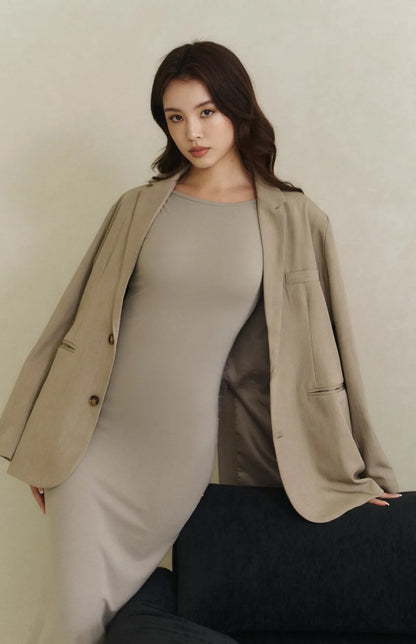 Boat Neck Maxi Bra Dress<br/>極簡船型領修身美背Bra Dress By Beigy - Milu