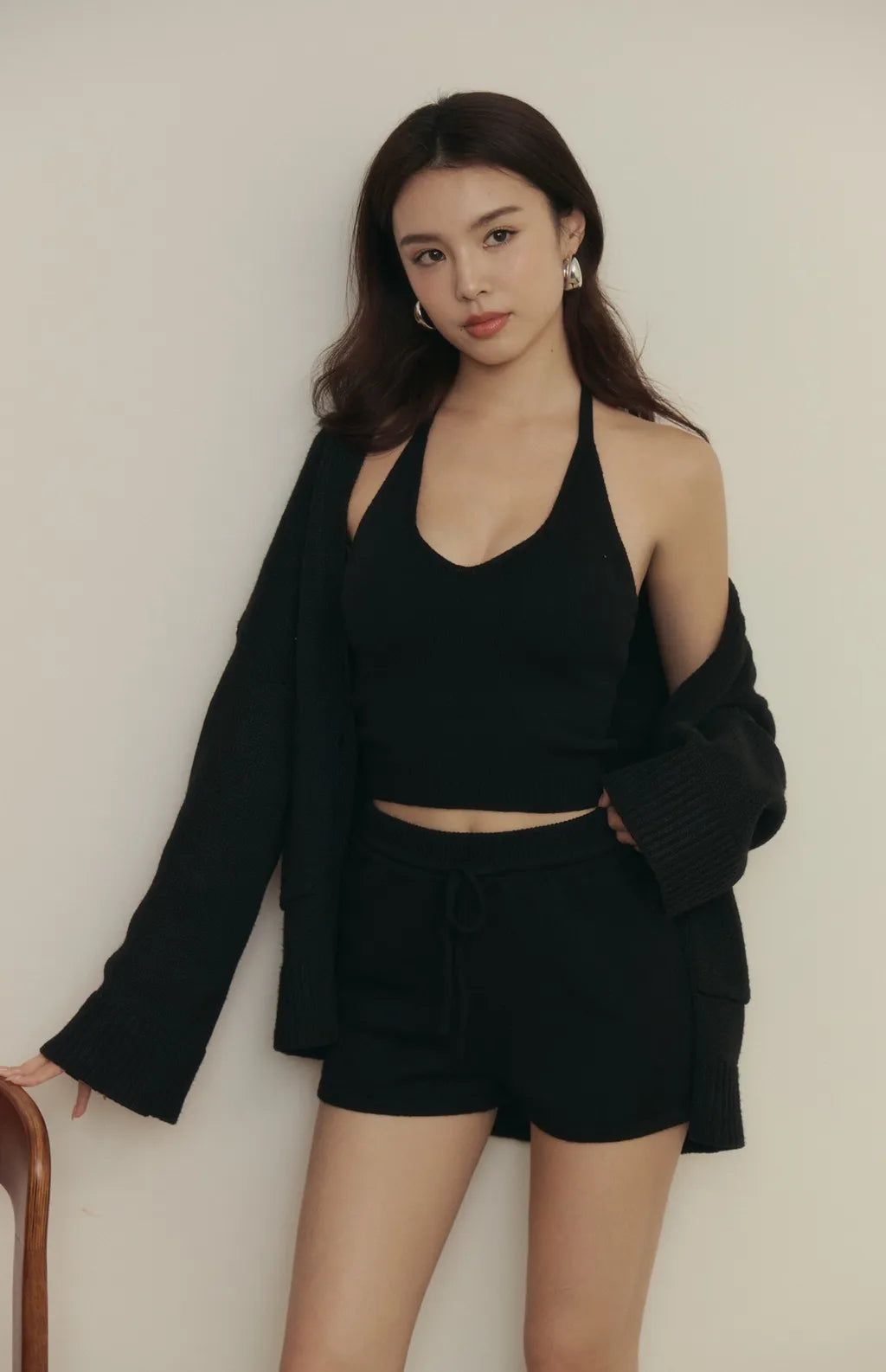 Knit Halter Tie-Strap Bra Top<br/>針織繞脖綁帶Bra Top