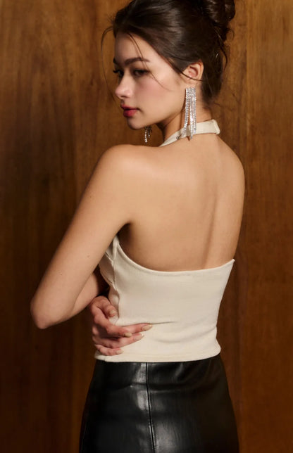 Sparkle Halter Twist-Front Bra Top<br/>細閃繞脖美胸扭結Bra Top