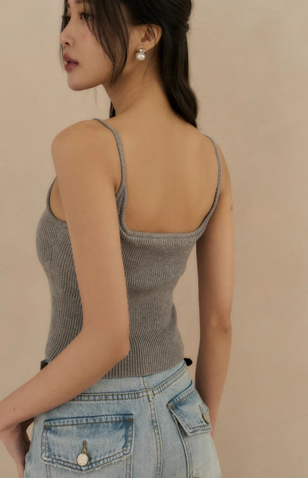 Push Up Knit Spaghetti Strap Bra Top<br/>針織細肩U領Bra Top