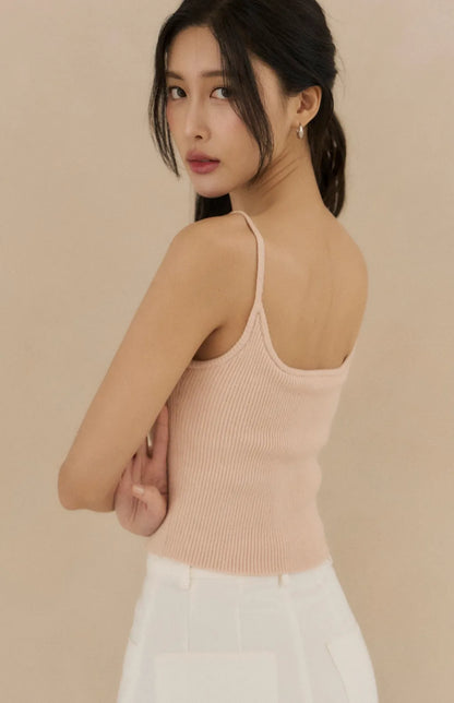 Push Up Knit Spaghetti Strap Bra Top<br/>針織細肩U領Bra Top