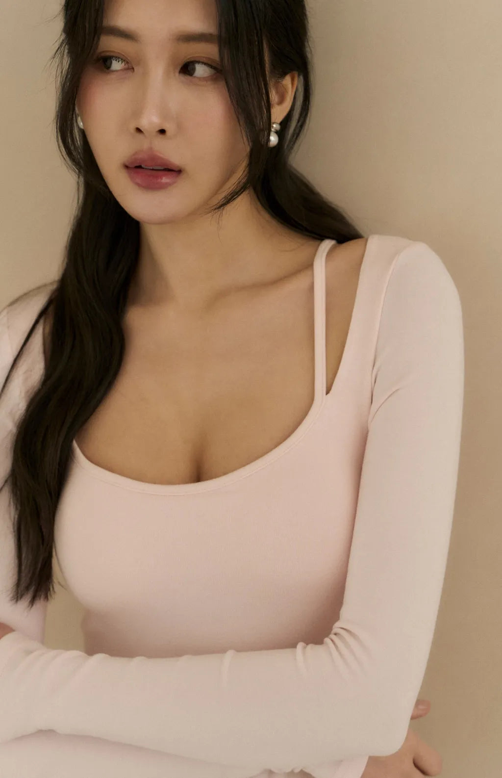 (最後現貨) Tencel Square Neck Layered Slimming Bra Dress<br/>天絲方領假兩件修身Bra Dress -【XS-M】