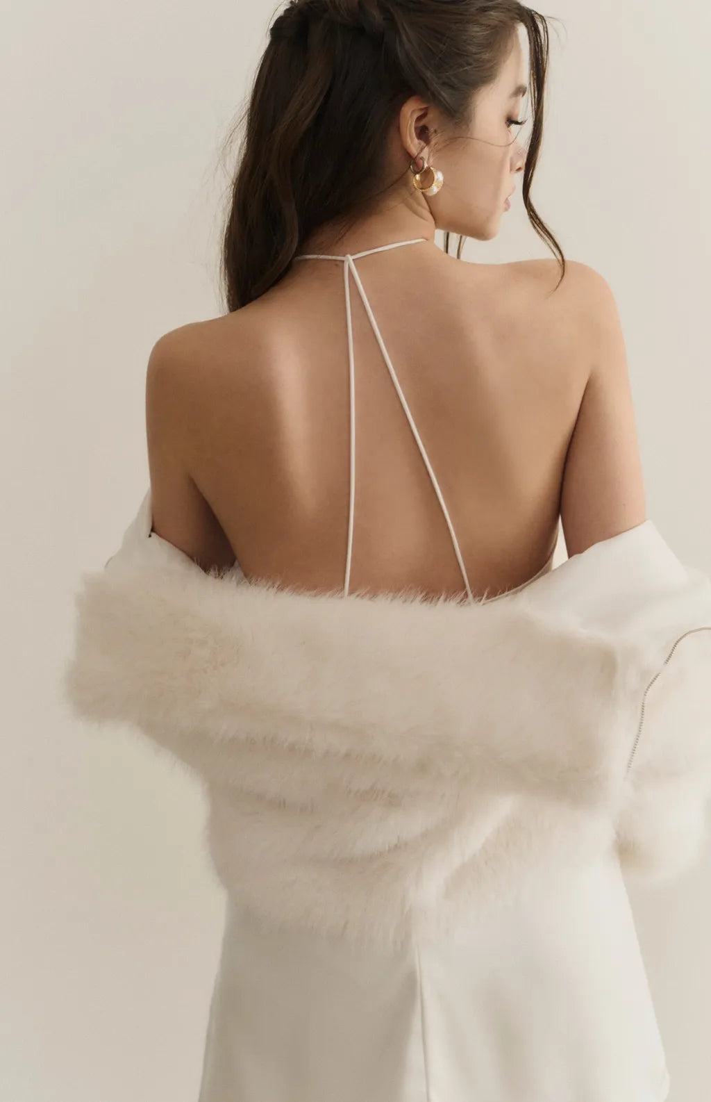 Goddess Satin Halter Open-Back Mini Bra Dress<br/>女神緞面削肩美背短Bra Dress