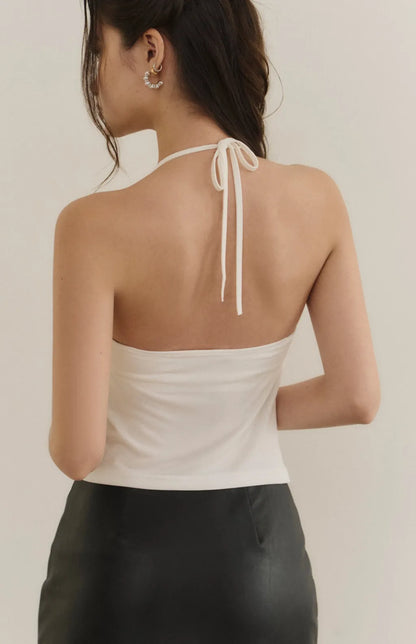 Ruched Lace Draped Tie-Front Bra Top<br/>抓皺蕾絲垂領綁帶Bra Top