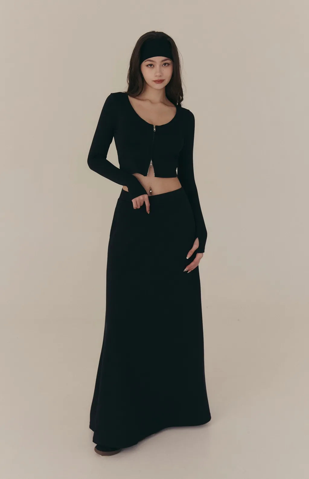 Cloud Stretch A-Line Maxi Skirt<br/>雲感太空棉彈力傘擺長裙