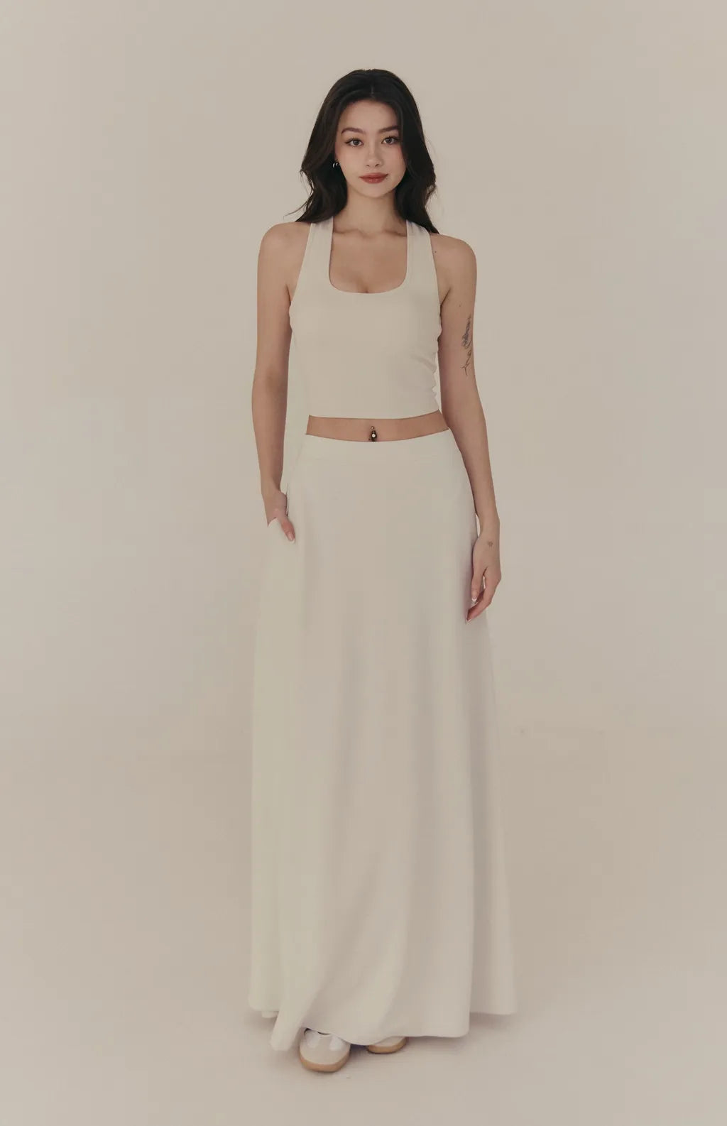 Cloud Stretch A-Line Maxi Skirt<br/>雲感太空棉彈力傘擺長裙