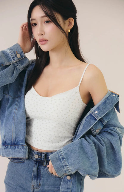 French Ditsy Floral Faux-Layer Bra Top<br/>法式碎花假兩件Bra Top
